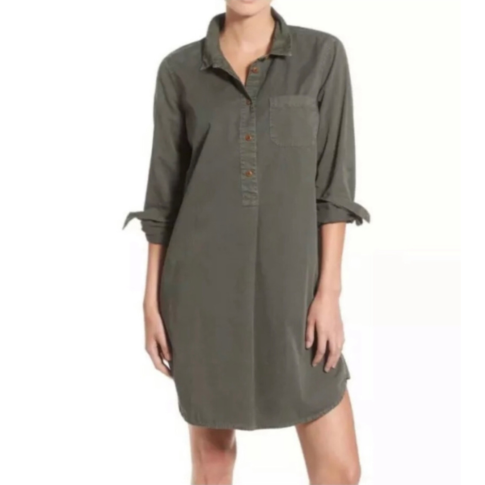 Madewell Olive Army Green Utility Shirt Dress Size XS NWT